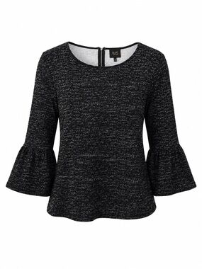 W5 • Black Heathered Bell Sleeve Top